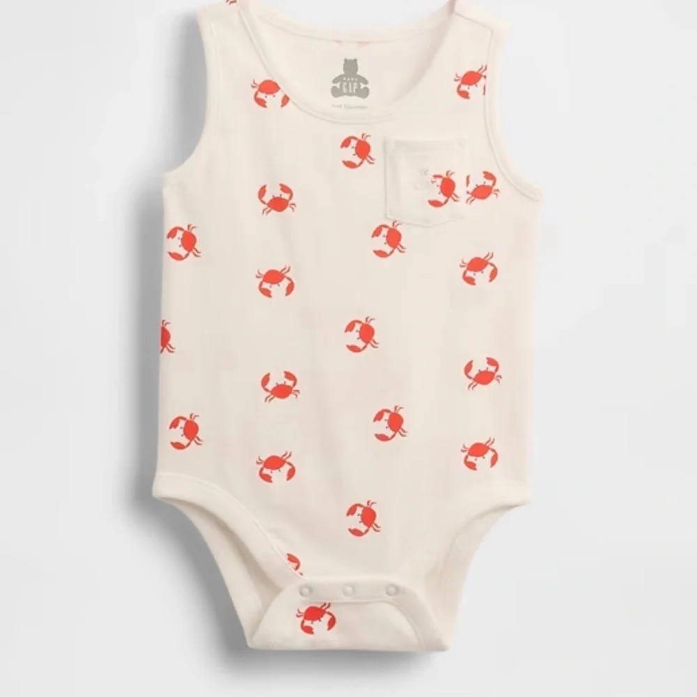 GAP Cream and Red Crab Print Kids One Piece
